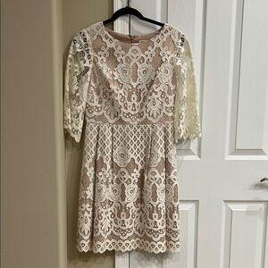 Eliza J Cream Lace Midi Dress